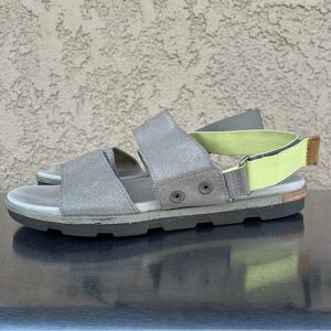 Sorel Women’s 9.5 Torpeda Strappy Sandal Grey Lemon Zest Leather Open Toe
